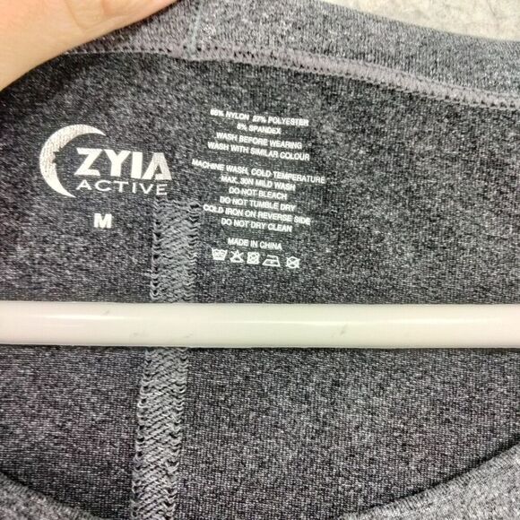 Zyia Active Athletic Compression Tee Wmns M Gray Long Sleeve Thumbholes Stretch - Picture 7 of 11